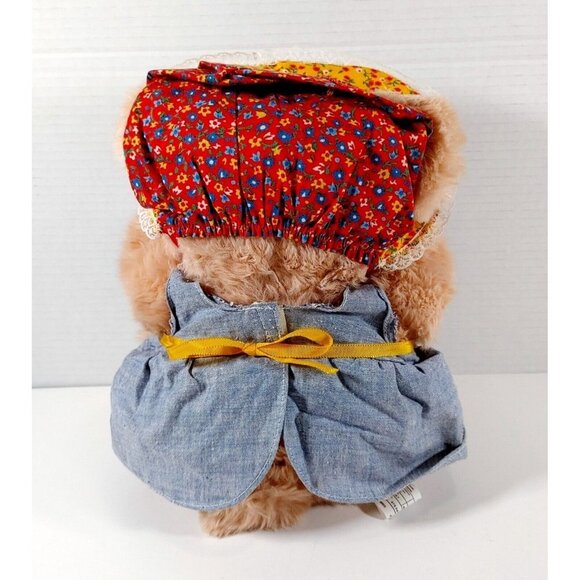 Cuddlin Country Bears Dixie Marchon 1985 Plush Teddy Bear Patchwork Dress 14" - Picture 3 of 4